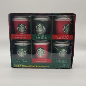Starbucks Festive Cocoa Christmas Ornament Collection Set Of 6 MINI Cups